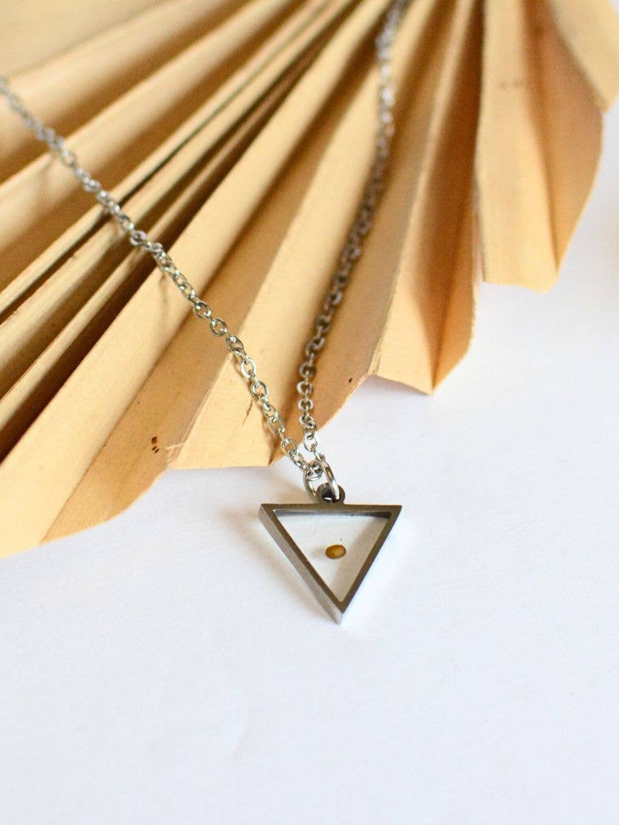 Mustard seed Triangle gold silver Scripture charm necklace