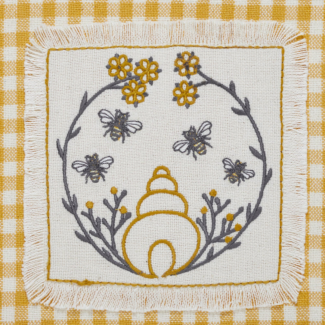 Embroidered Bee Tea Towel 19x28