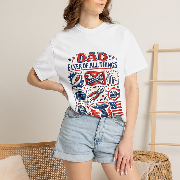 Dad Fixer of All Things T-Shirt — Patriotic Tool Icons Father’s Day Tee