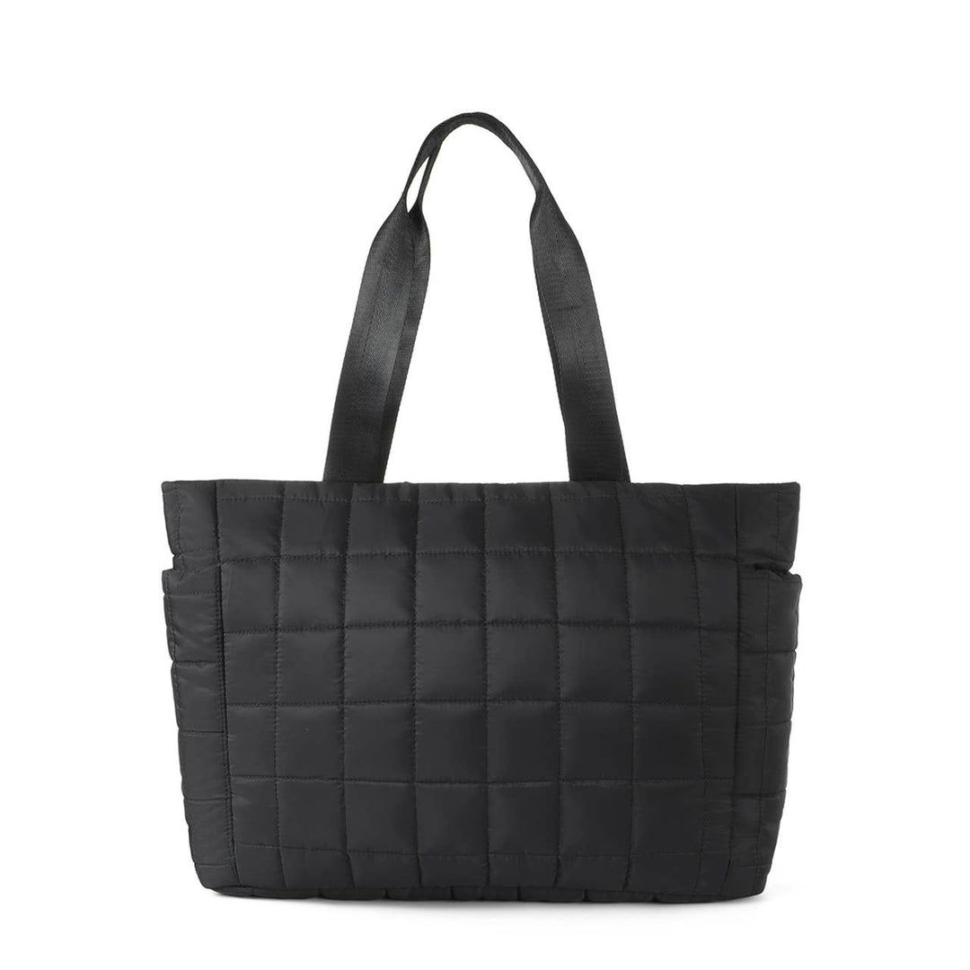 Quilted Tote Bag with Heart Bag Charm