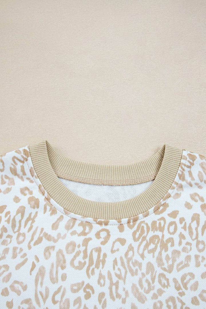 Leopard Ruffle Trim  Sweatshirt