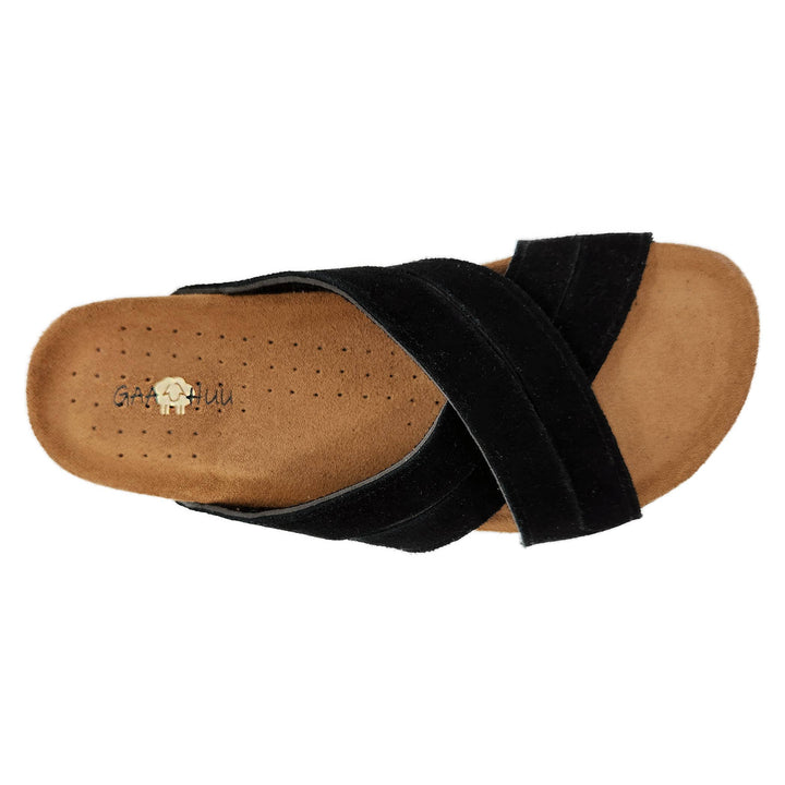 Womens criss cross leather footbed sandal