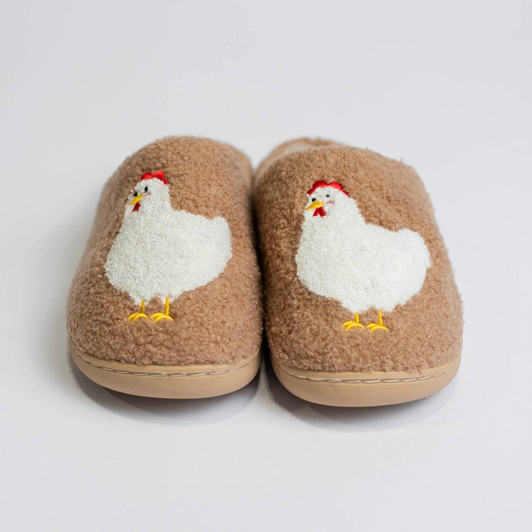 Brown Chicken Slippers