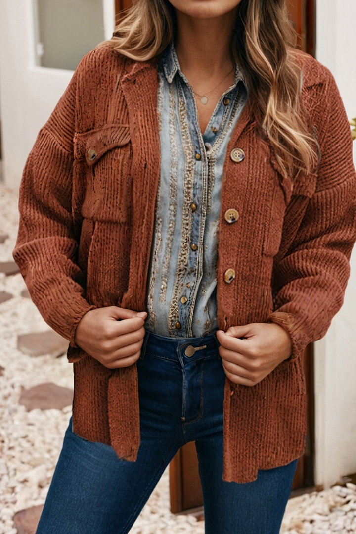 Ribbed Flap Pocket Shacket