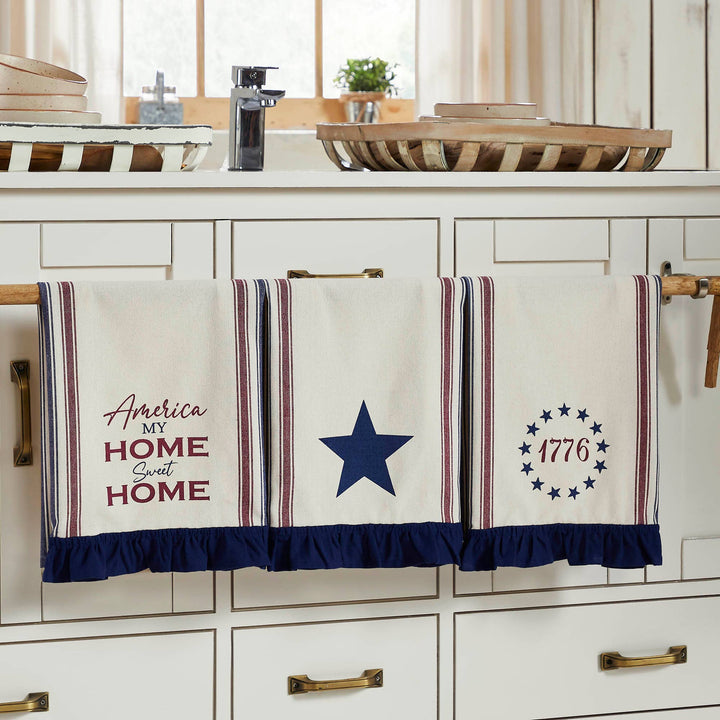Celebration America My Sweet Home Ruffled Tea Towel 6x28
