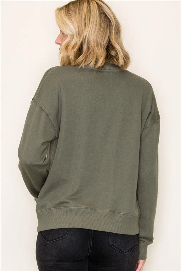 Snap Up Mock Neck Sweatshirt