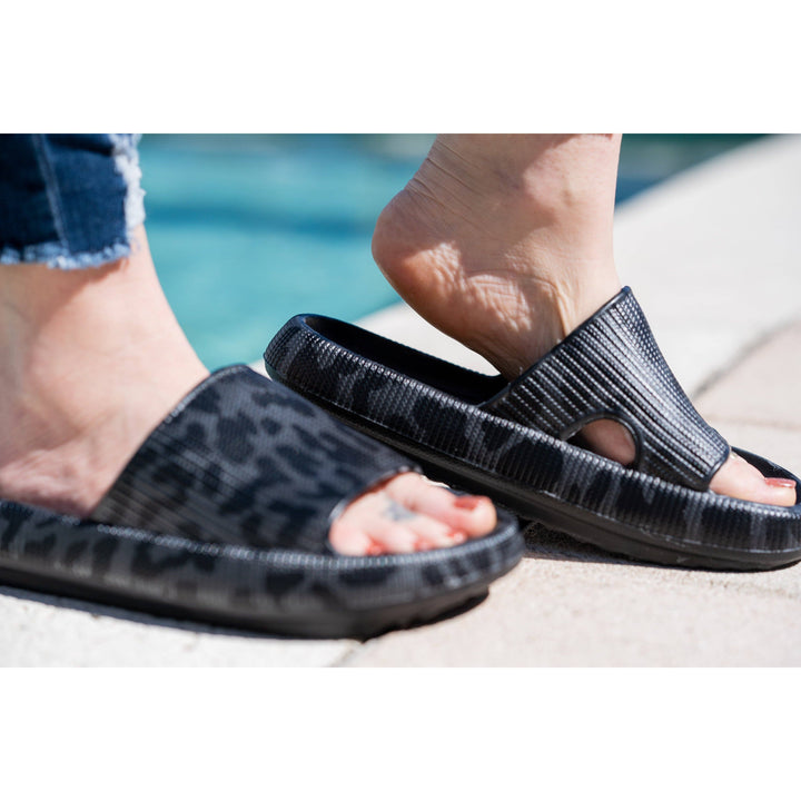 BLACK LEOPARD  Insanely Comfy -Beach or Casual Slides