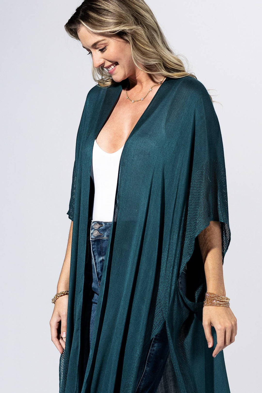 Deep Teal Flow Kimono