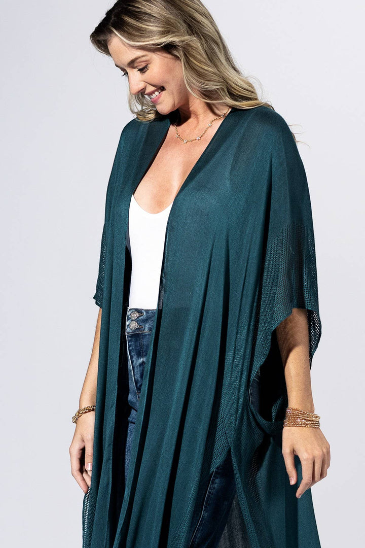 Deep Teal Flow Kimono