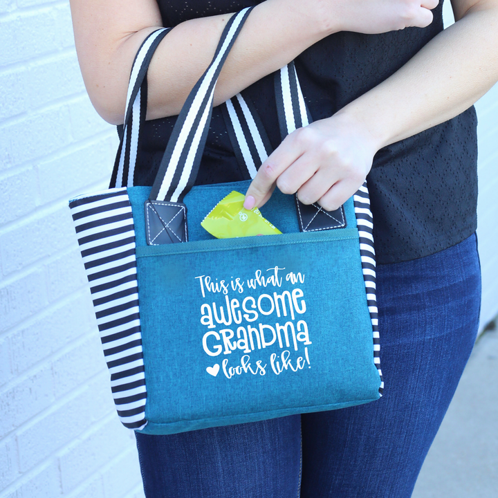 Trendy Insulated Zippered Lunch Tote with Accessory Pockets