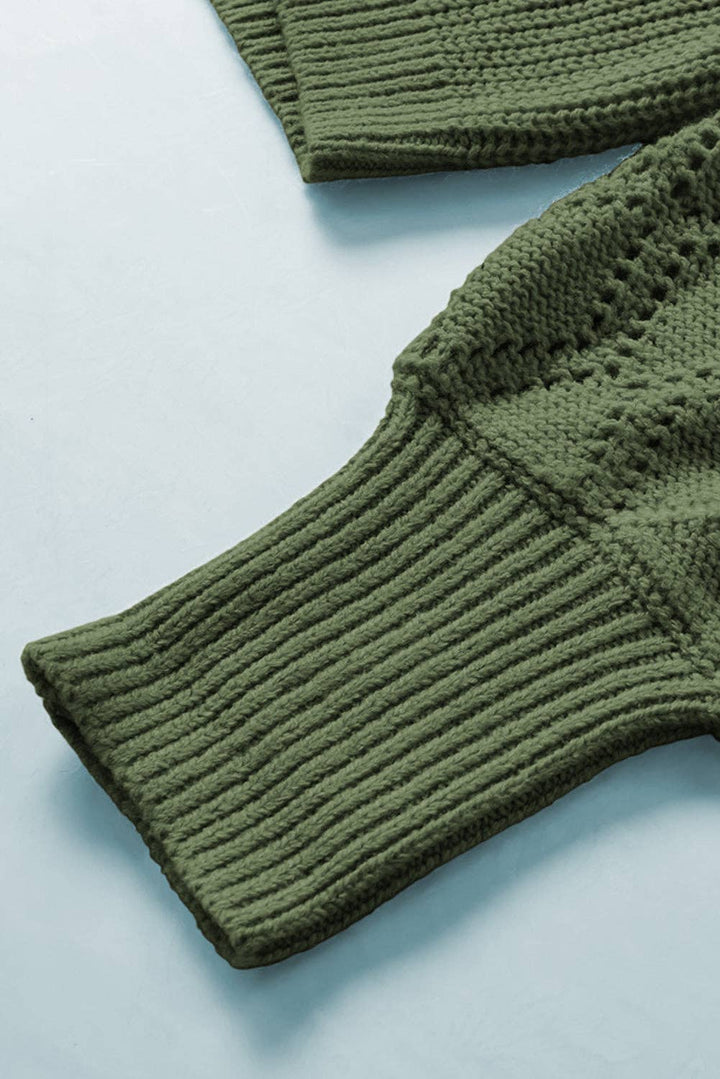 Bishop Sleeve V Neck Button Down Knit Cardigan