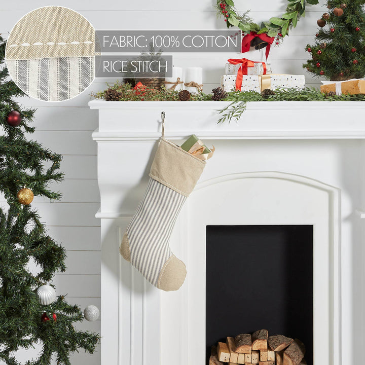Grace Ticking Stripe Patch Stocking