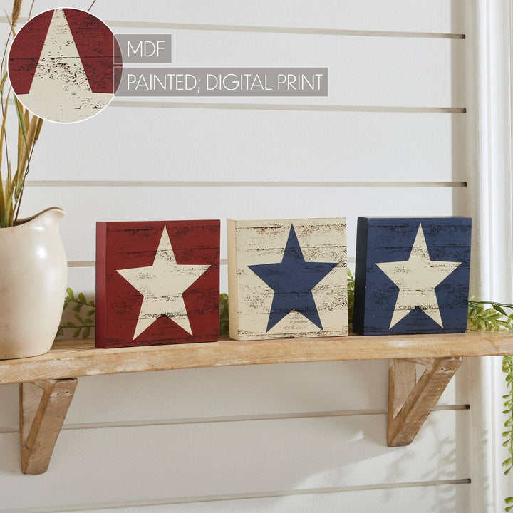 RWB Star Block Signs Set of 3