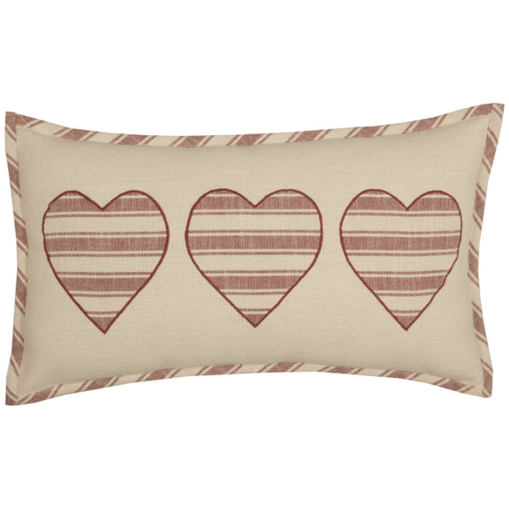 Market Place Red Heart Applique Pillow Cover 20Lx12W