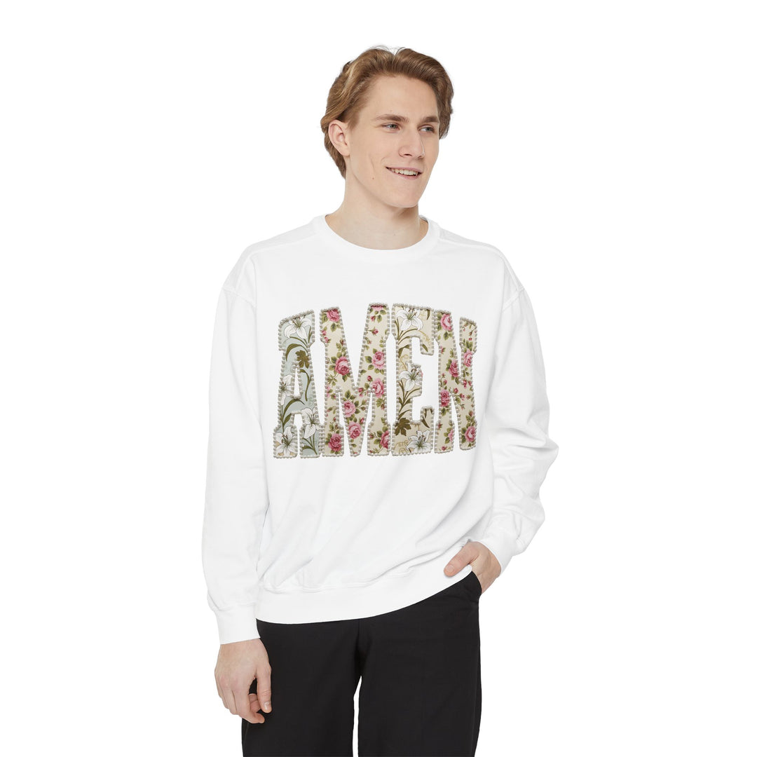 Amen Floral Print Sweatshirt | Vintage Botanical Lettering