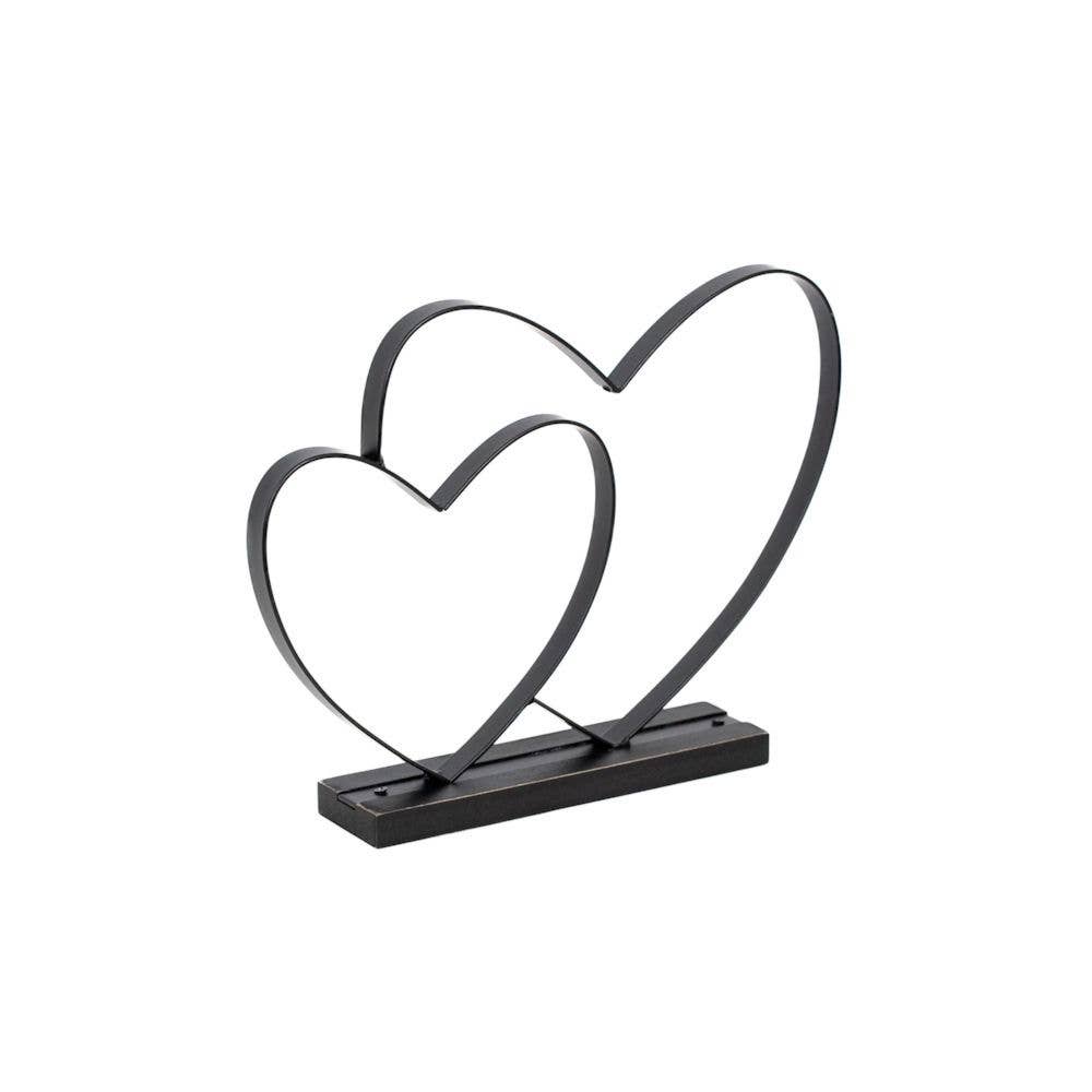 15891 - 11x9x2 metal shape on base (HEARTS) bk Wedding Decor