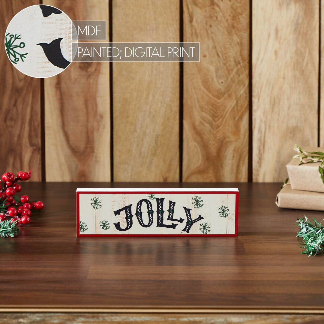 Jolly Snowflake Block Sign 3x10