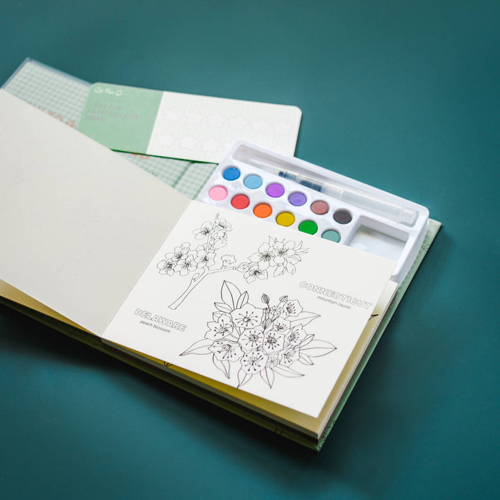 Watercolor Book and Paint Set - State Flowers