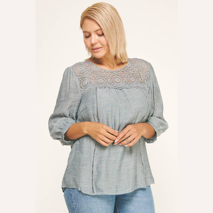 PEASANT BLOUSE W/APPLIQUE YOKE