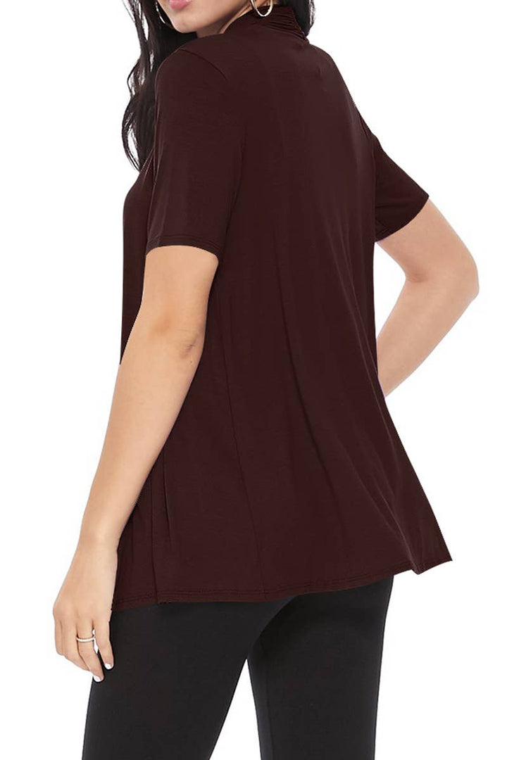 Women's Casual Short Sleeve Draped Open Front Solid Cardigan