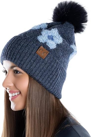 Pom Beanie - Daisy - Navy
