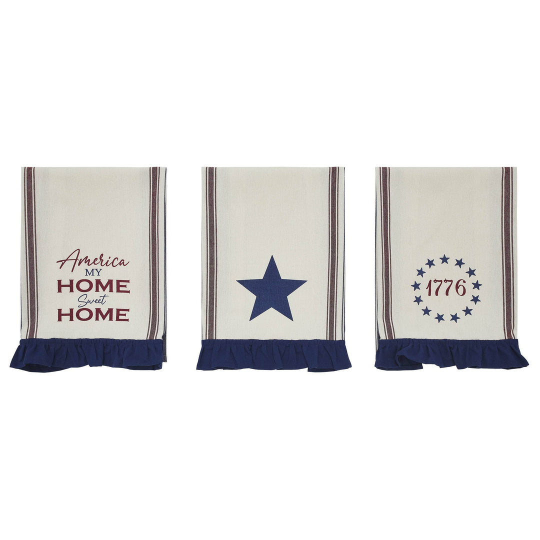 Celebration America My Sweet Home Ruffled Tea Towel 6x28