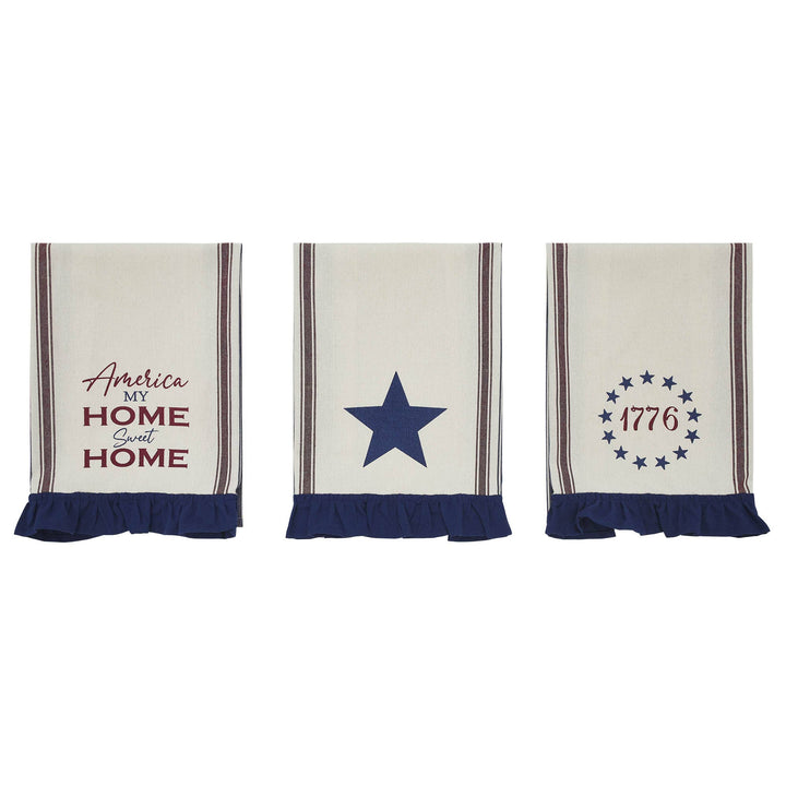 Celebration America My Sweet Home Ruffled Tea Towel 6x28