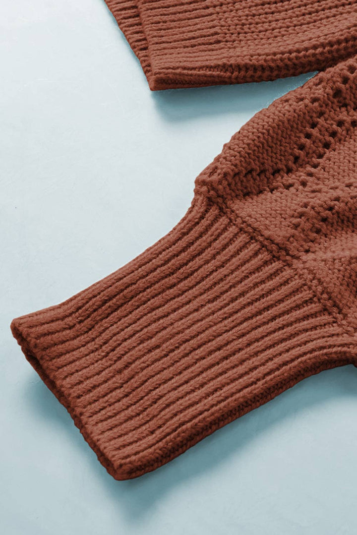 Bishop Sleeve V Neck Button Down Knit Cardigan