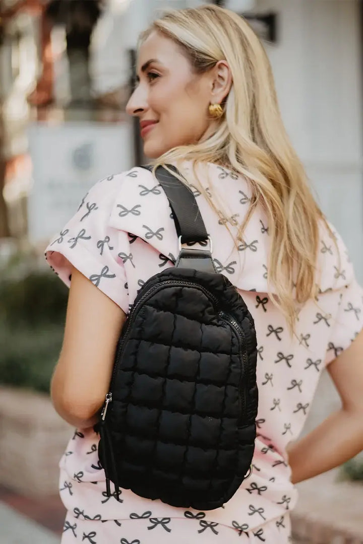 Black Quilted Sling Bag for Women