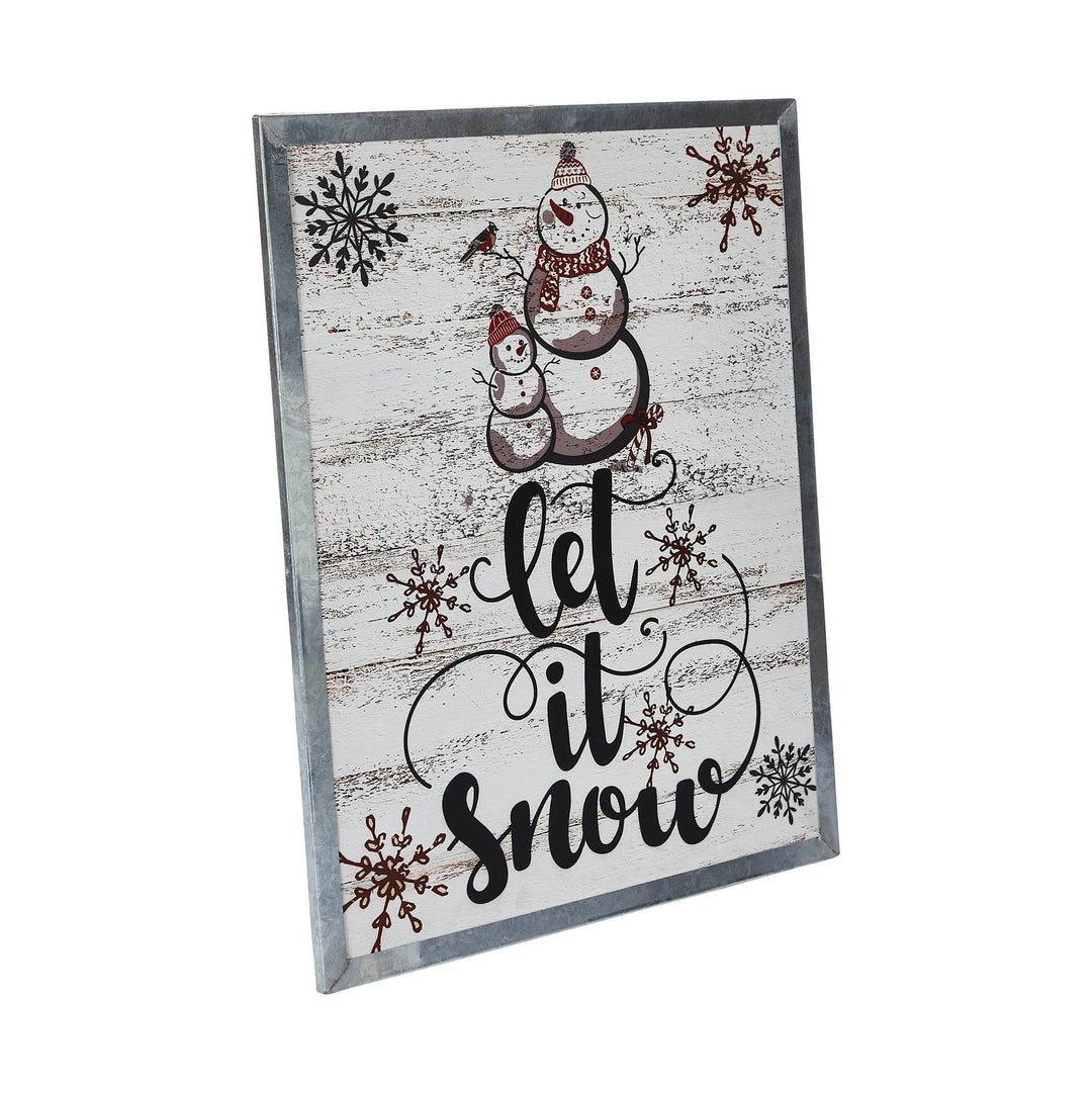 Let It Snow Snowman Framed Wall Hanging Sign 15x12