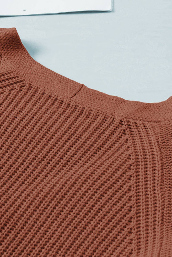 Bishop Sleeve V Neck Button Down Knit Cardigan