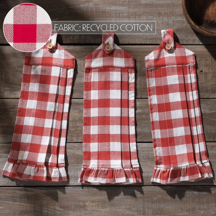 Annie Buffalo Check Red Button Loop Tea Towel