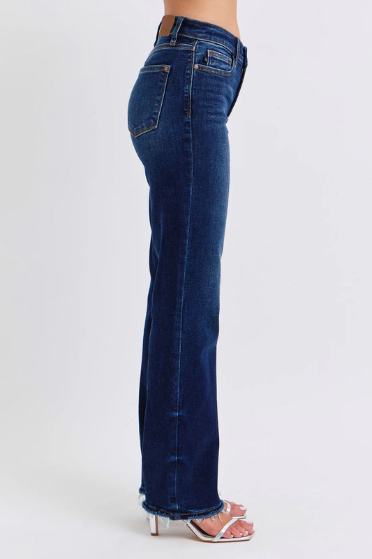 82622 Mid-Rise Straight Leg Frayed Hem Judy Blues