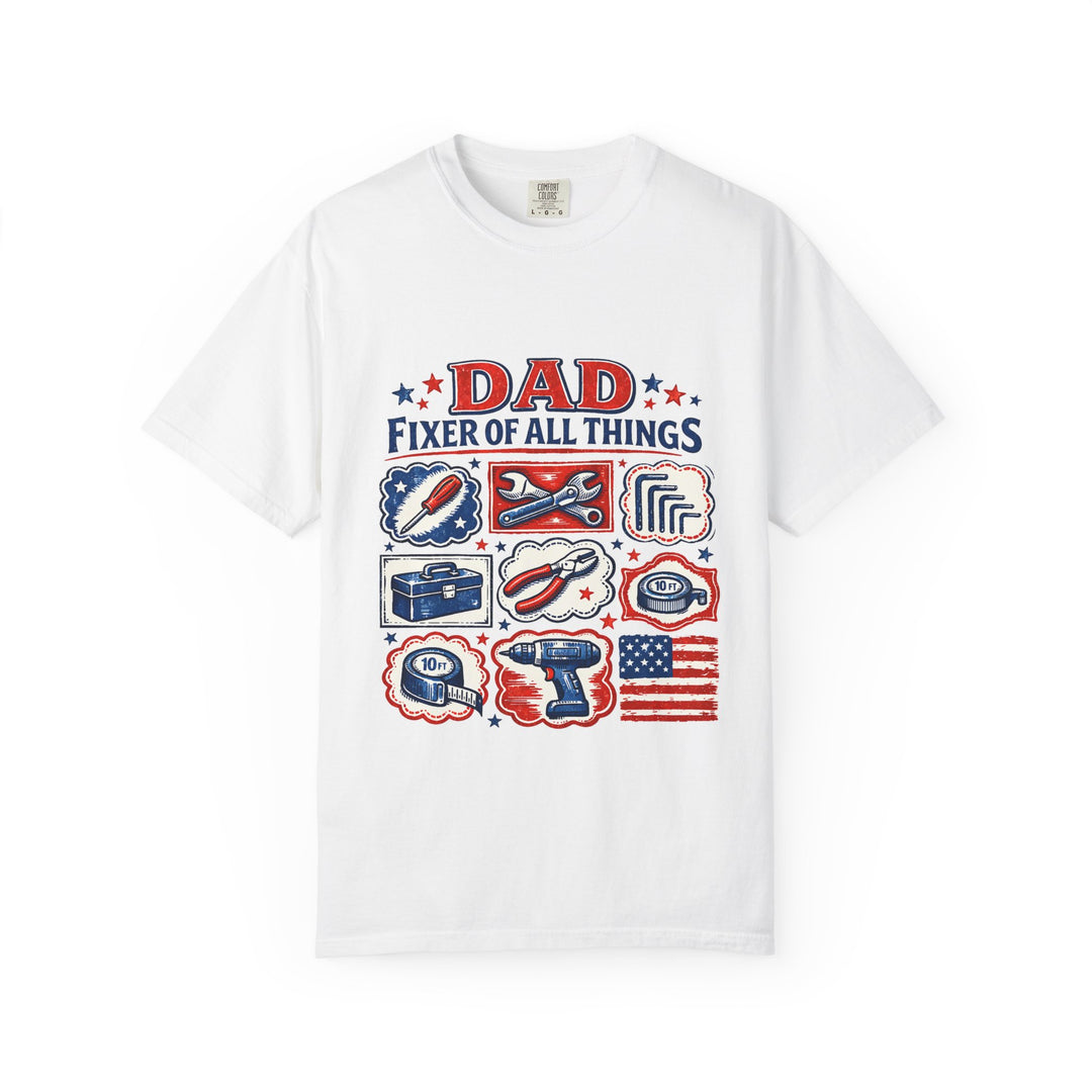 Dad Fixer of All Things T-Shirt — Patriotic Tool Icons Father’s Day Tee