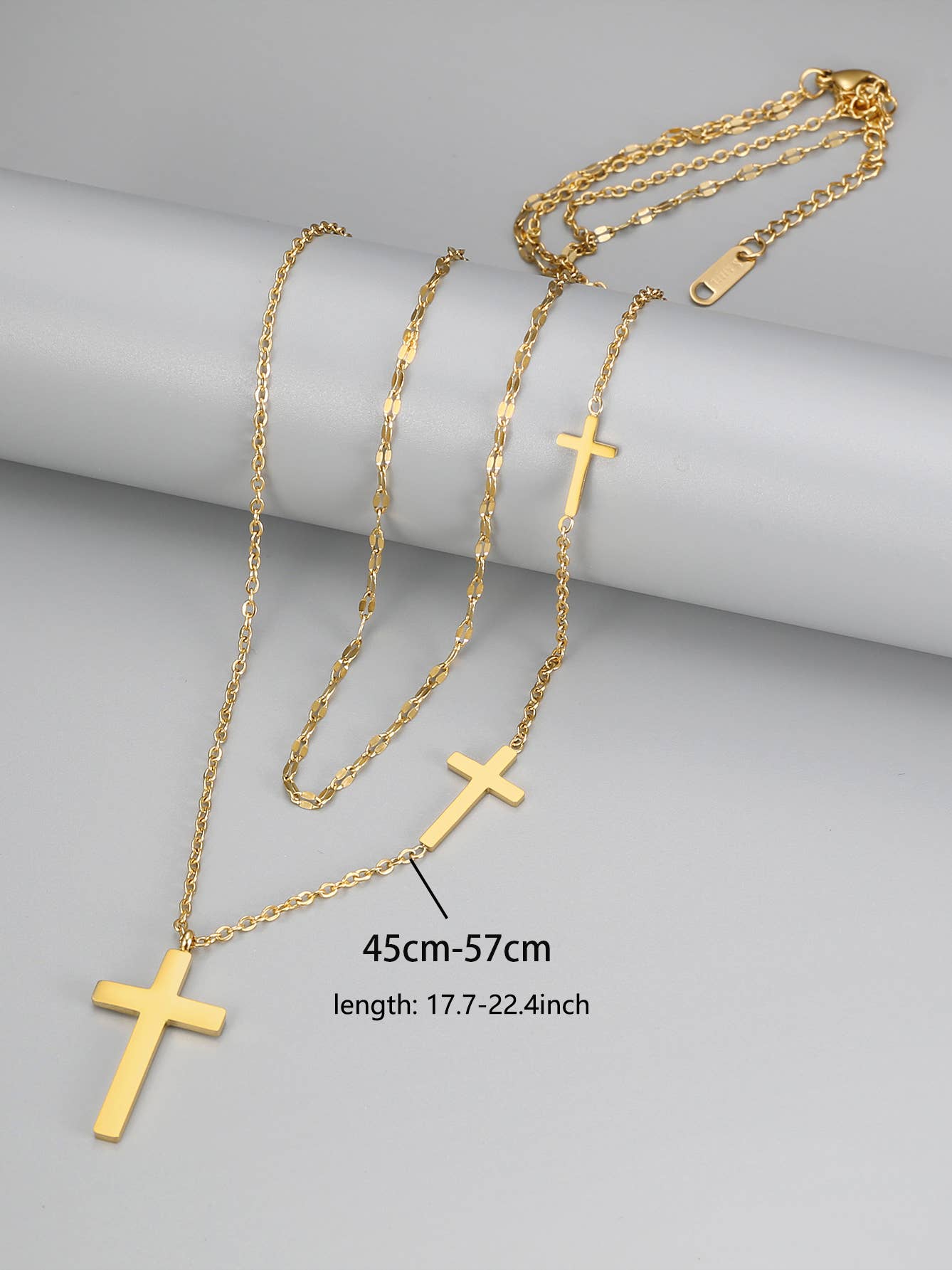 Double Layered Cross Pendant Collarbone Chain Necklace