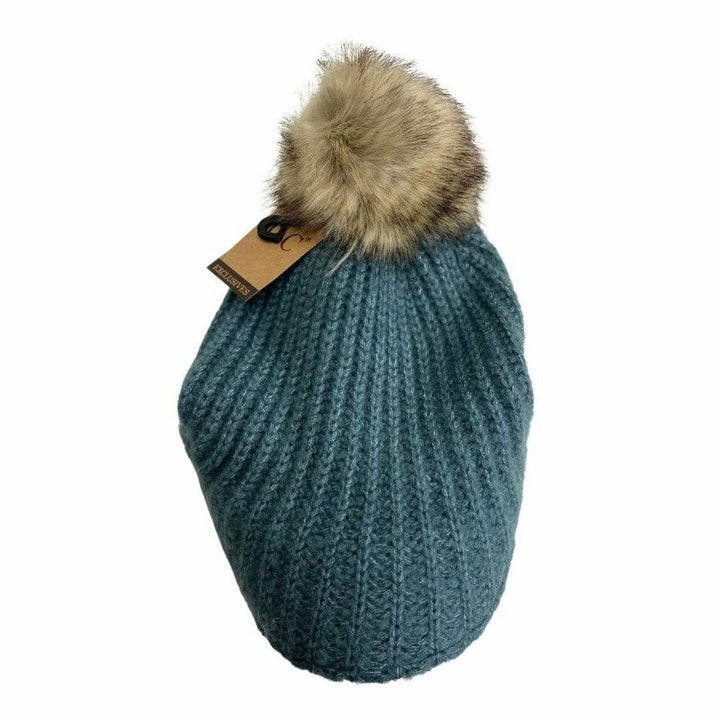 Knitted Brim C.C Beanie w/Pom