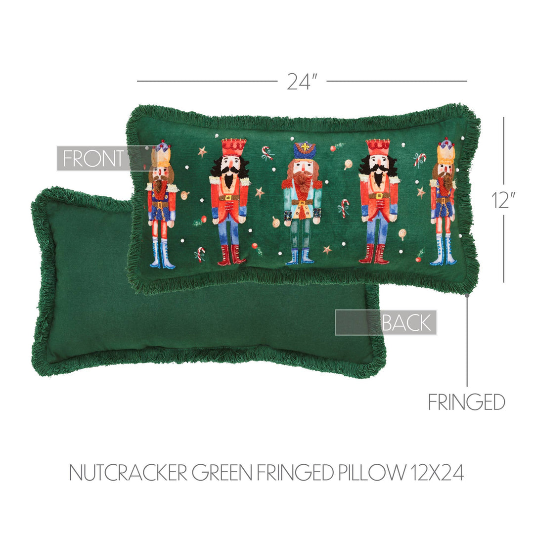 Nutcracker Green Fringed Pillow