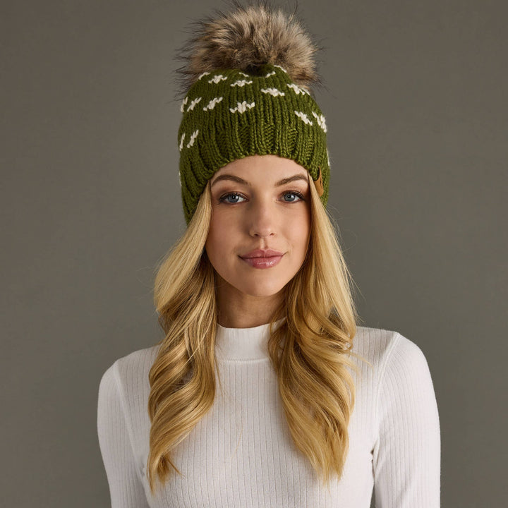 Olive Fleur-De-Lis Pom Hat