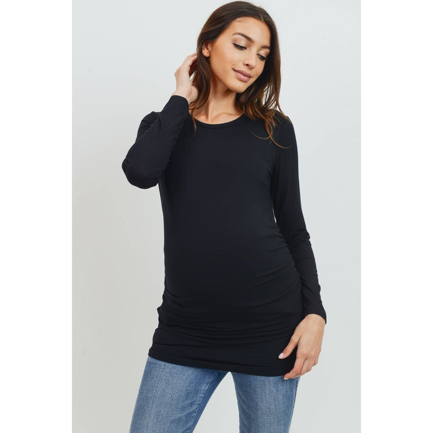 Long Sleeve Maternity Crewneck Knit Top