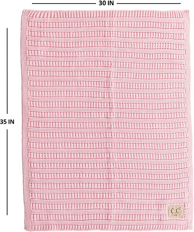 Baby Blanket Ribbed Knit (Pale Pink)