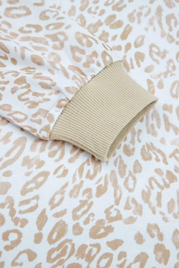 Leopard Ruffle Trim  Sweatshirt