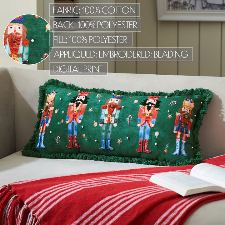 Nutcracker Green Fringed Pillow