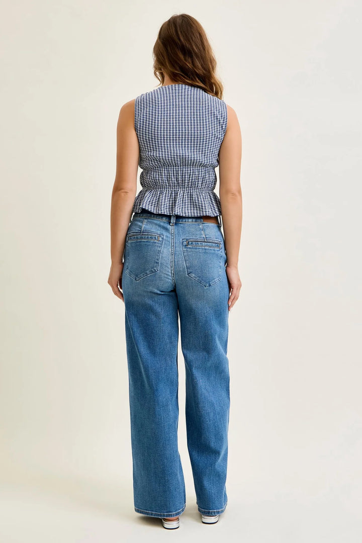Judy Blue LONG HW Column Trouser Wide Leg Denim Jeans 82696
