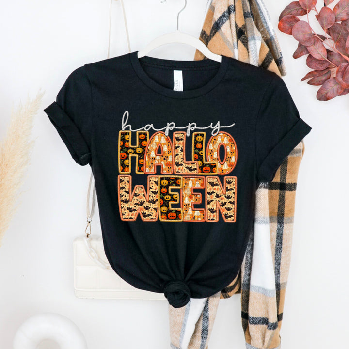 Fall #14 - happy Halloween w/ bubble letters w/ fun pattern