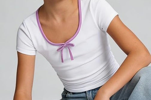Ruched Shirt White/Purple