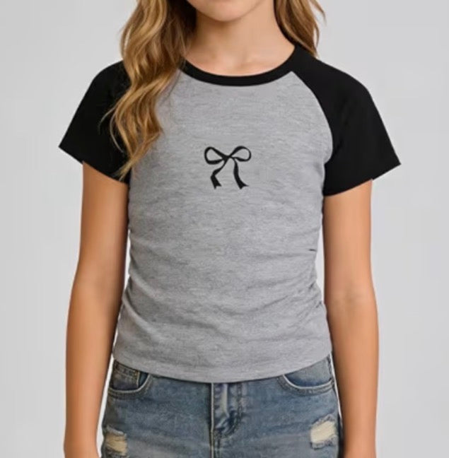 Short Sleeve Ruched Bow Shirt