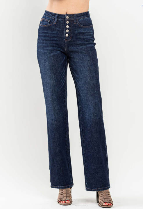 Judy Blue (88598) High-Waist Button Fly Straight Jeans