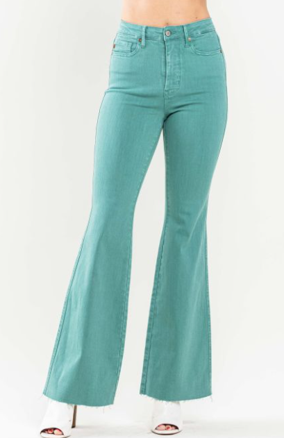 PLUS SIZE Judy Blue (88804) High Waist Tummy Control Topaz Dyed Flare Jeans