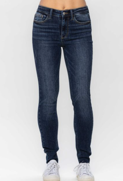 Judy Blue (82527) Mid-Rise Vintage Raw Hem Skinny Jean