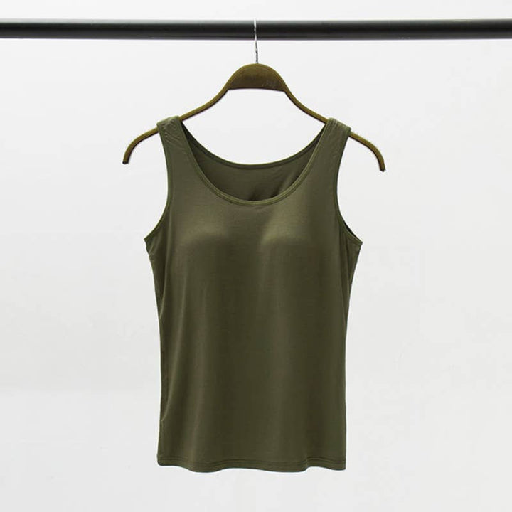 Skin-friendly soft round neck built-in bra tank top